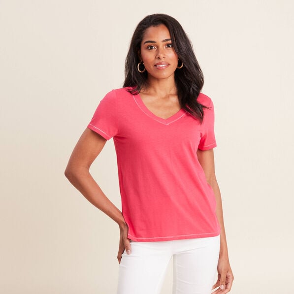 t shirt manches courtes rose framboise femme T-shirt manches courtes rose framboise femme