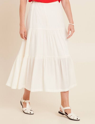 Jupe longue évasée ecru femme