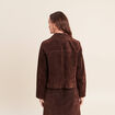 Veste doubl&eacute;e marron fonc&eacute; femme