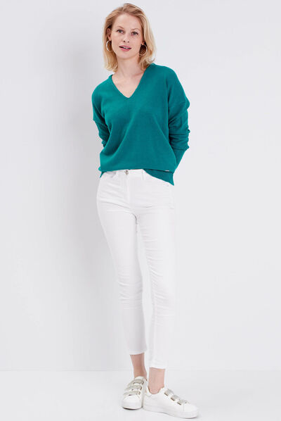 Pull manches longues vert foncé femme