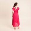 Robe longue &eacute;vas&eacute;e &agrave; volants rose fushia femme