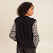 T-shirt col rond manches longues noir femme