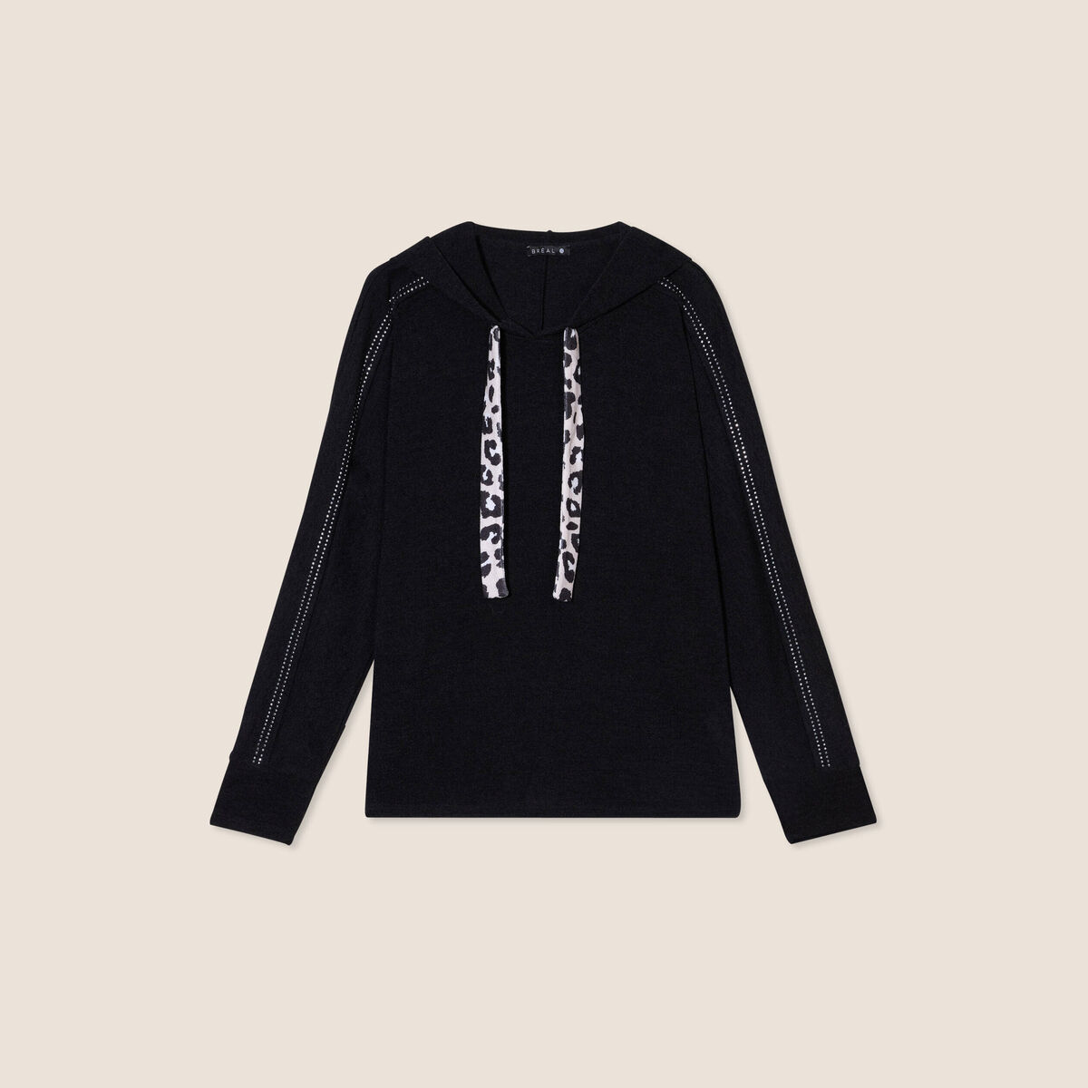 Pull à capuche noir femme