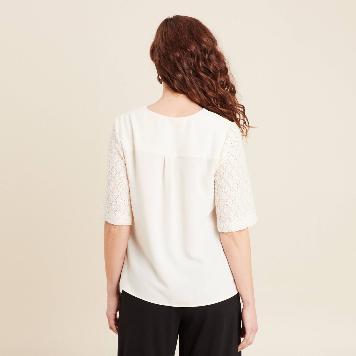 Blouse manches 3/4 ecru femme