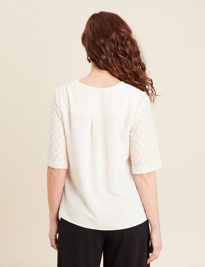 Blouse manches 3/4 ecru femme