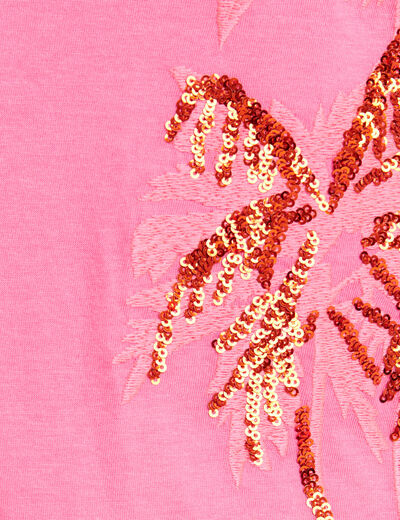 T-shirt manches courtes rose fushia femme