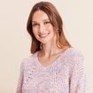 Pull droit long col v manches longues rose fushia femme