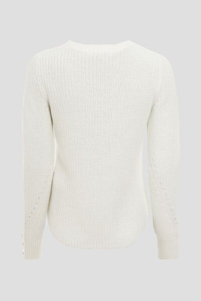 Pull manches longues ecru femme