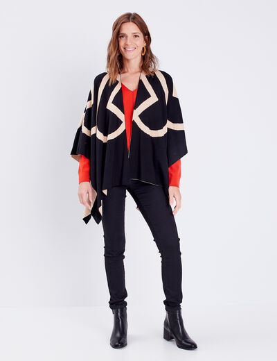 Poncho réversible noir femme