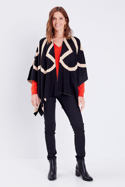 Poncho réversible noir femme