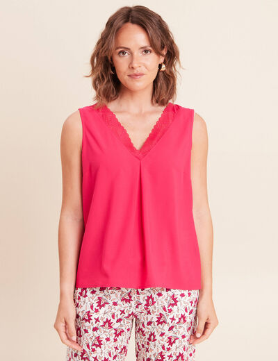 D&eacute;bardeur sans manches rose fushia femme