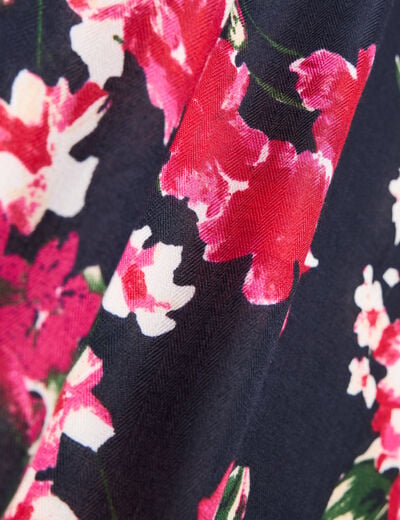 Foulard satin&eacute; bleu fonc&eacute; femme