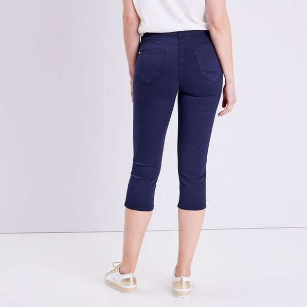 pantacourt droit taille standard bleu marine femme Pantacourt droit taille standard bleu marine femme