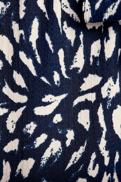 Robe courte évasée ceinturée bleu femme