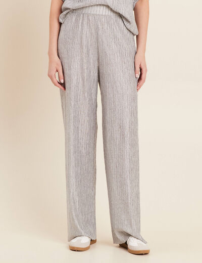 Pantalon flou métallisé gris argent femme