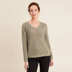 Pull manches longues col en V vert clair femme