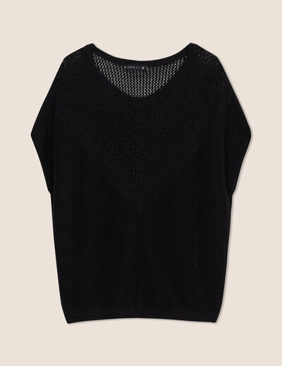 Pull manches courtes noir femme