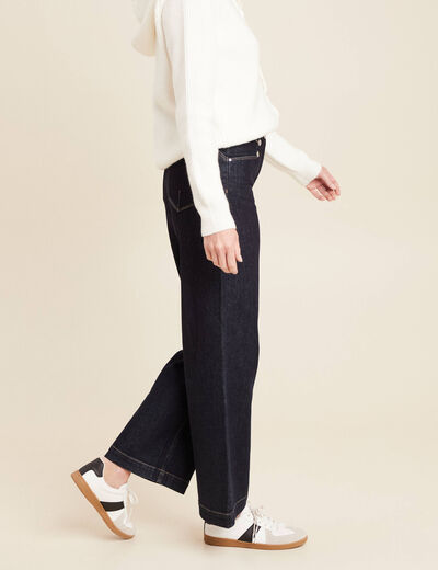 Jean large à pont denim brut femme