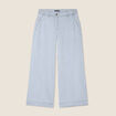 Jean large 7/8ème taille haute denim bleach femme
