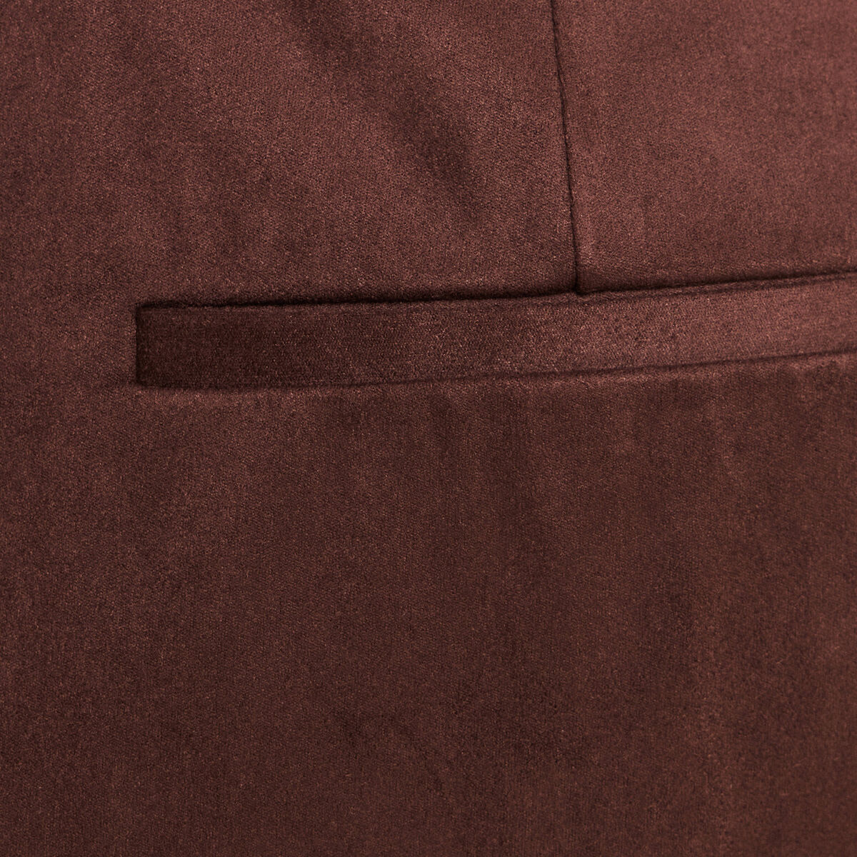 Pantalon large 7/8&egrave;me aspect daim marron fonc&eacute; femme