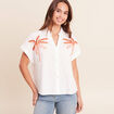 Chemise col chemise manches courtes blanc femme