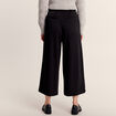 Pantalon large ceinturé noir femme