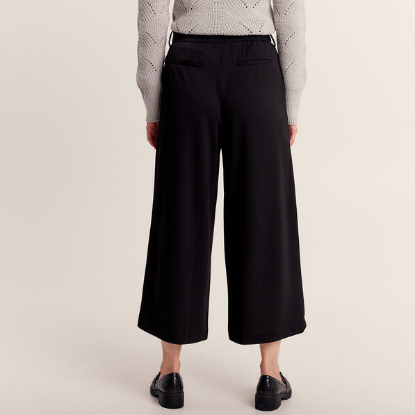 Pantalon large ceinturé noir femme