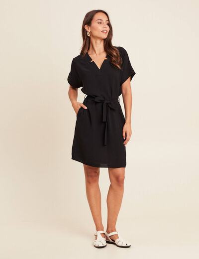 Robe fluide manches courtes noir femme