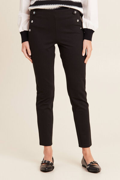 Pantalon tregging taille basculée noir femme