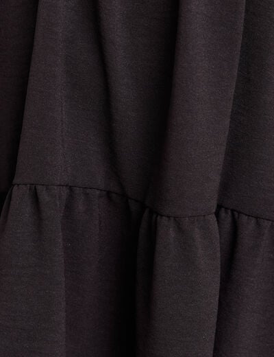 Robe courte &eacute;vas&eacute;e col v manches courtes noir femme