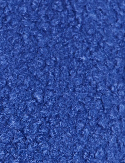 Gilet sans manches bouclette poches bleu fonc&eacute; femme