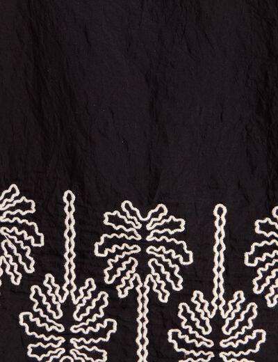 Blouse droite courte manches coudes noir femme