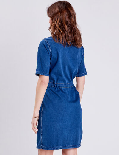 Robe droite en jean réversible denim double stone femme