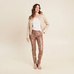 Veste su&eacute;dine zipp&eacute;e beige femme
