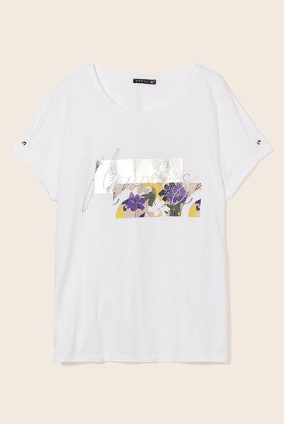 T-shirt manches courtes ecru femme