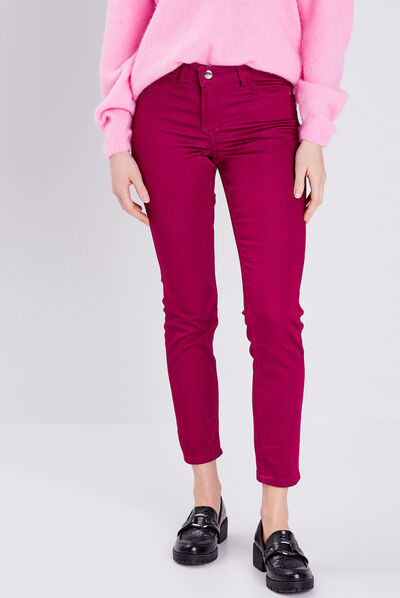 Pantalon ajusté réversible rose femme
