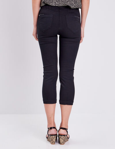 Pantacourt droit taille haute noir femme