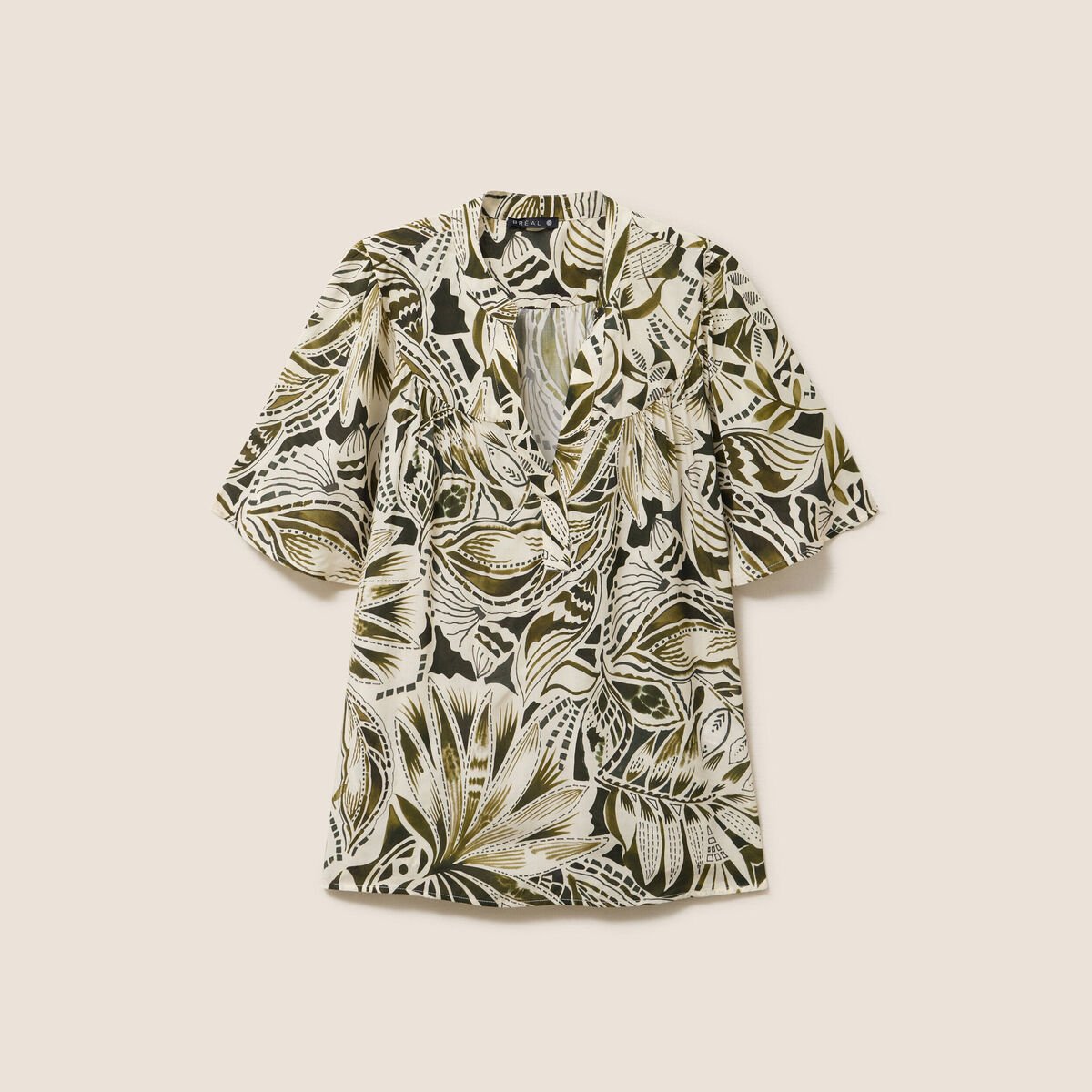 Blouse ample manches courtes fluide vert femme