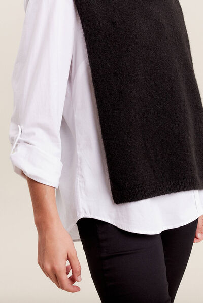 Poncho sans manches col roulé noir femme