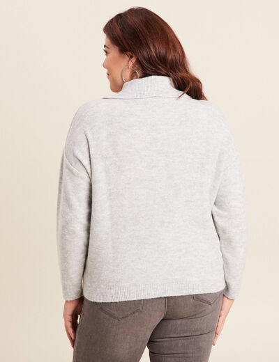 Pull manches longues à laçage gris clair femme