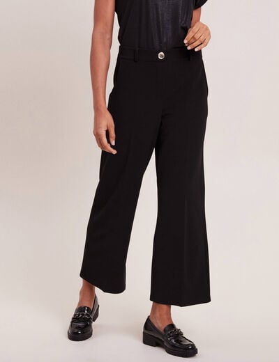 Pantalon coupe large &agrave; pinces noir femme