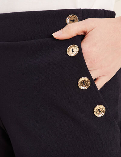 Jeans ajusté taille basculée bleu foncé femme