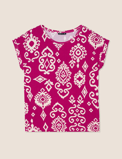 T-shirt manches courtes rose fushia femme