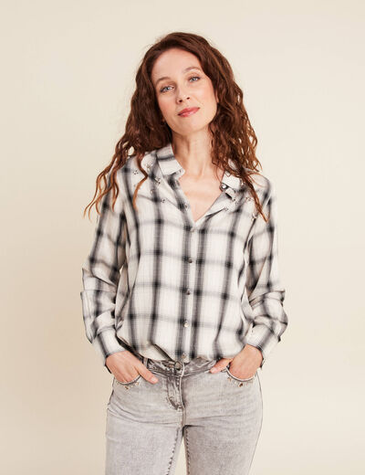 Tunique fluide col chemise blanc femme