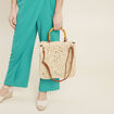 Sac tressé anses bambou ivoire femme