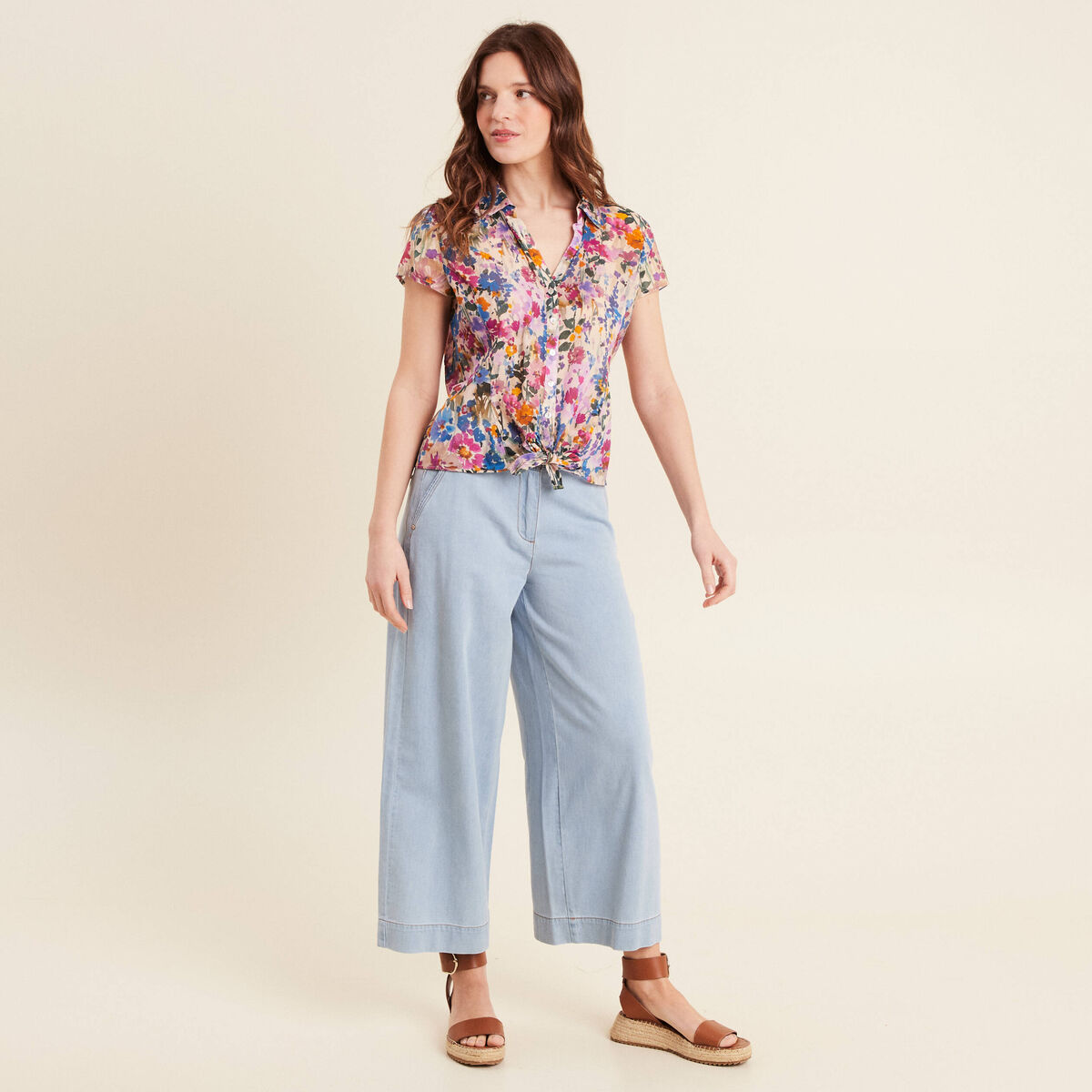 Chemise Femme Cabela's à Carreaux Violet/bleu, Manches Courtes, Poches, Taille Large
