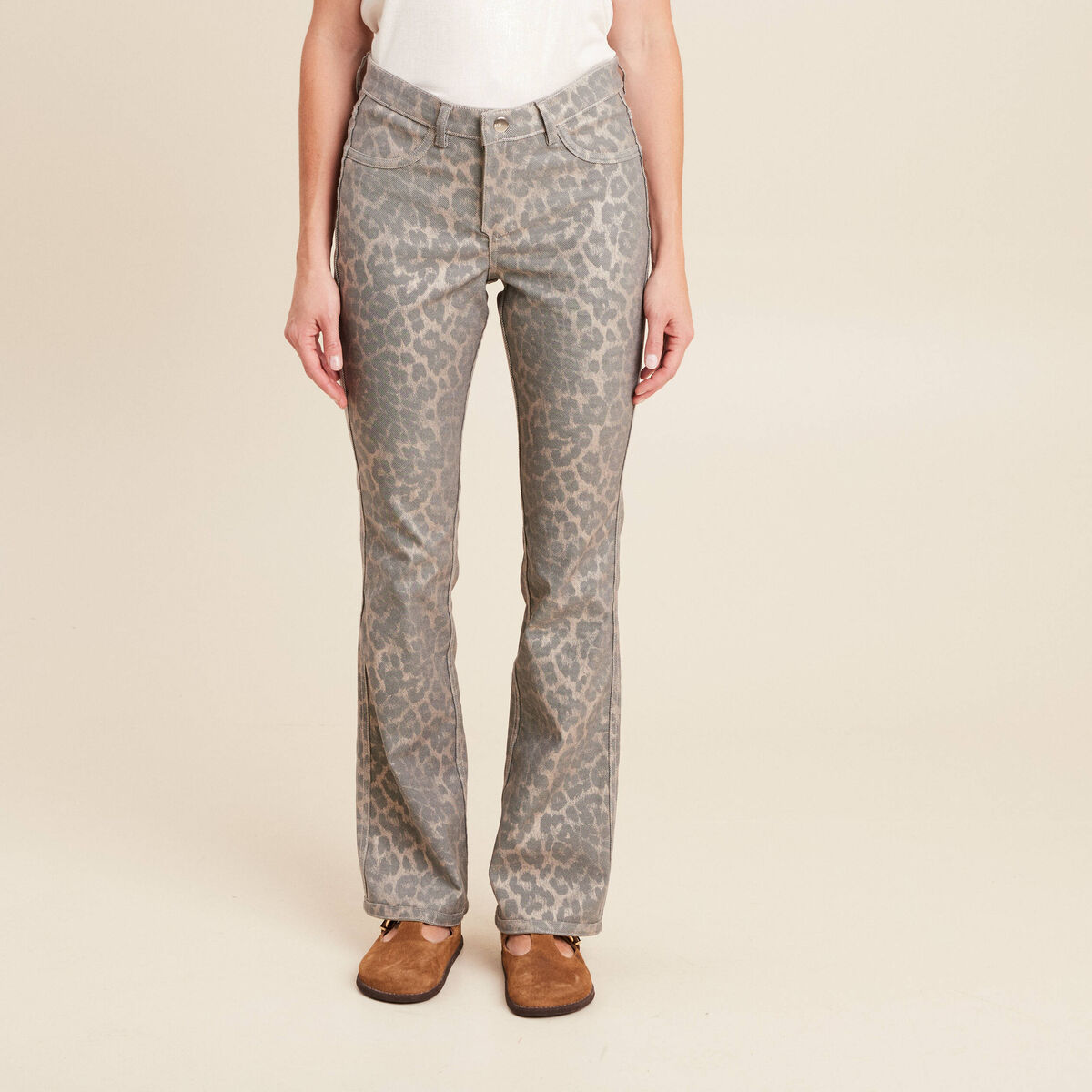 Pantalon bootcut réversible vert olive femme