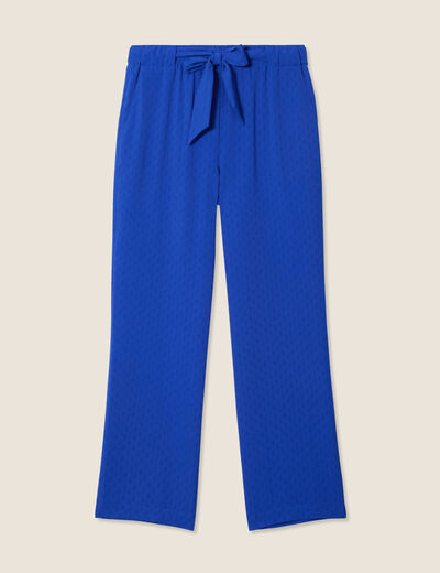Pantalon flou droit 7/8ème bleu electrique femme