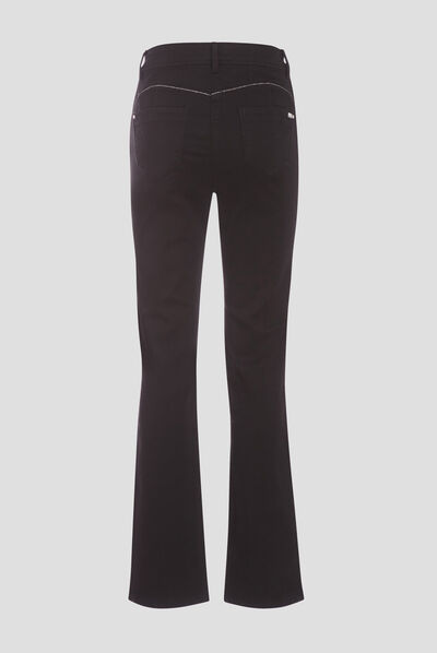 Pantalon évasé taille haute noir femme