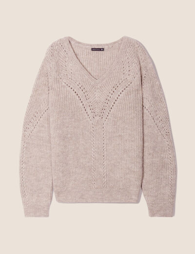Pull manches longues beige femme